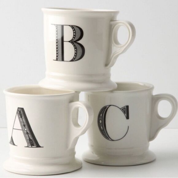 Anthropologie White Monogram K Pedestal Mug - Picture 3 of 12